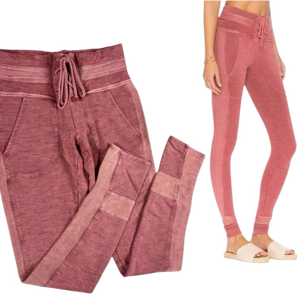 Free People Movement French Terry Bodhi Lace-Up Leggings Pink